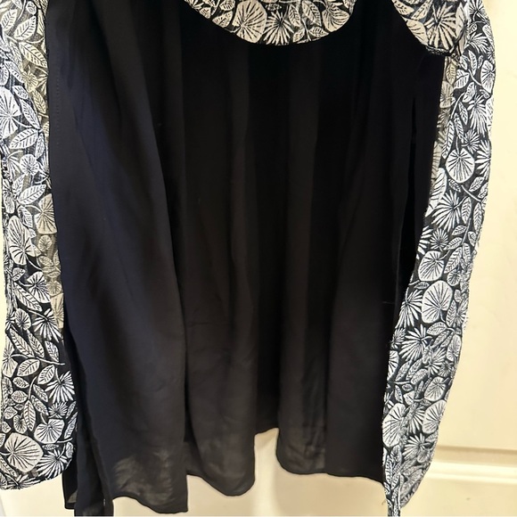 Loft Palm Flutter Strap Pocket Black White Midi Dress Size Medium - Picture 9 of 10